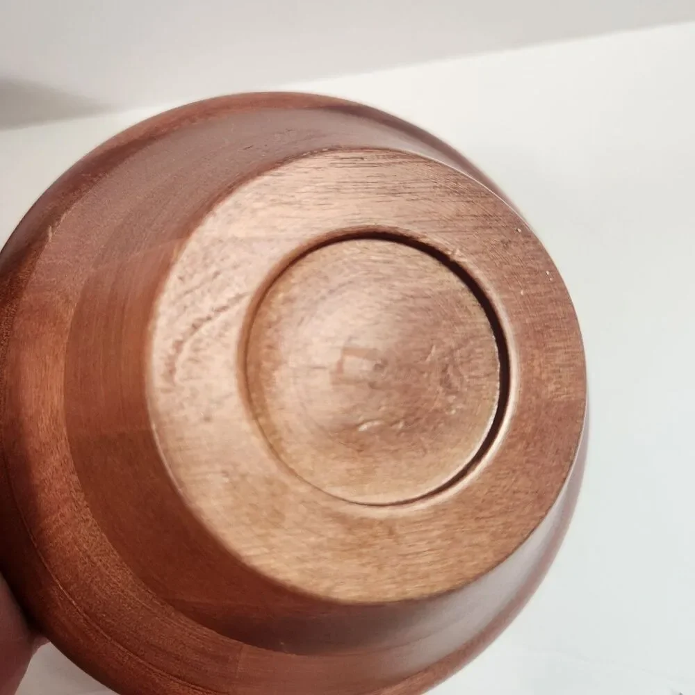 Vintage Wooden Teak Salad Bowls 3 Piece Set ( 1)-9.5